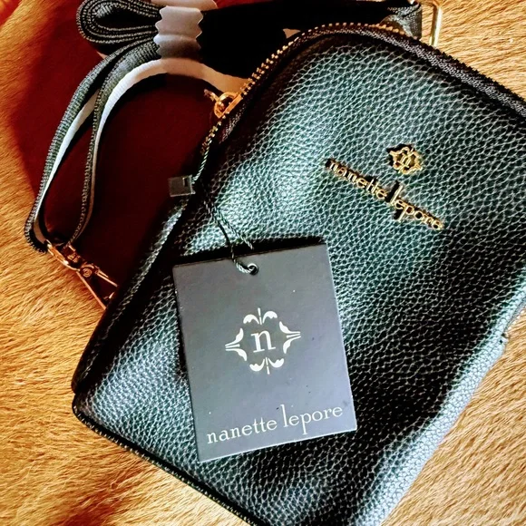 Nannette Lepore black cross body in pebble grain leather NWT - Picture 9 of 9